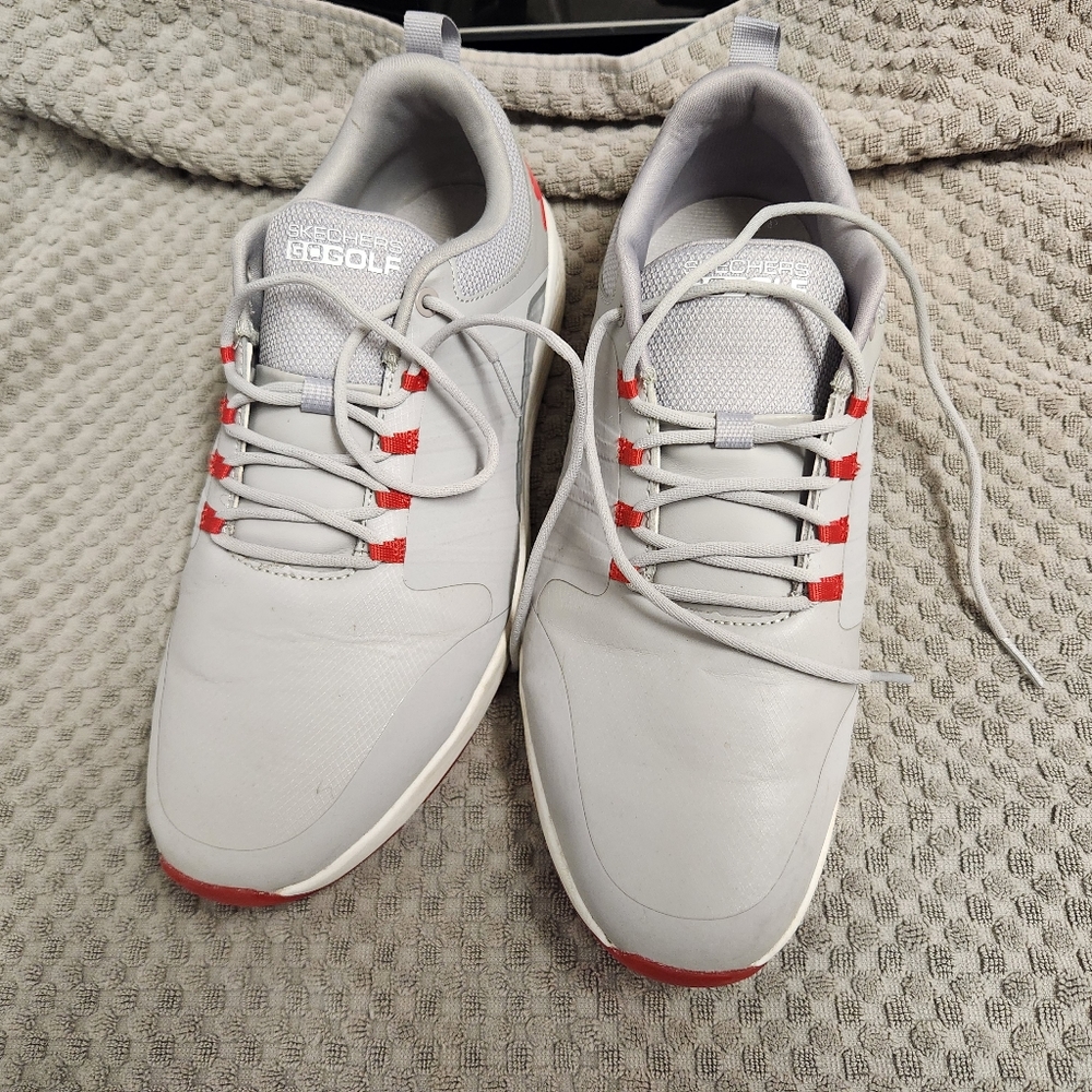 Skechers GO GOLF Elite 4 Victory Mens Golf Shoes Size 9.5 Gray Red Grip Flex X.